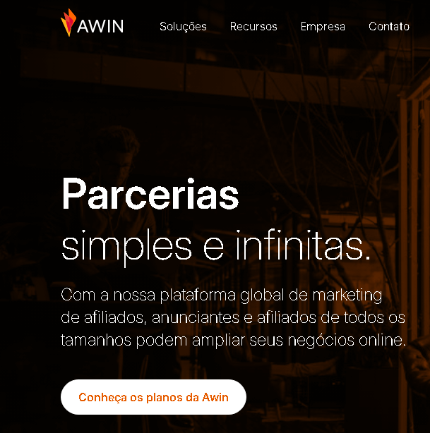 Interface da plataforma Awin, uma das maiores redes de afiliados e agregadores do mundo, conectando parceiros a marcas globais.